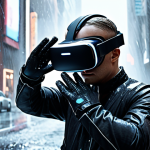 **

Prompt: Sensory VR experience, haptic gloves, feeling wind and rain, realistic textures, advanced technology, immersive, futuristic.

**