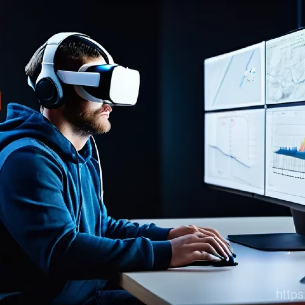 게임 개발을 위한 VR 기술 - **Prompt 1: VR Game Optimization in a Modern Studio**
"A highly focused game developer, wearing ...