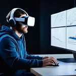 게임 개발을 위한 VR 기술 - **Prompt 1: VR Game Optimization in a Modern Studio**
    "A highly focused game developer, wearing ...