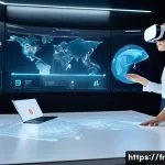 VR 비즈니스 활용 - **Prompt 1: Collaborative Virtual Workspace**
    A diverse team of professionals, aged 30-50, weari...